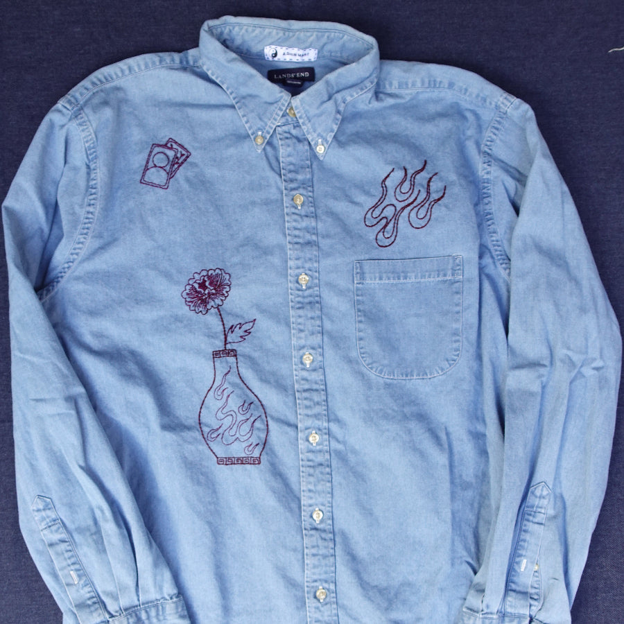 Denim Button Up w/ Vase
