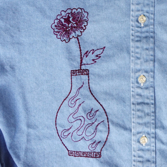 Denim Button Up w/ Vase